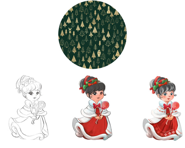 Golden Christmas Pines print