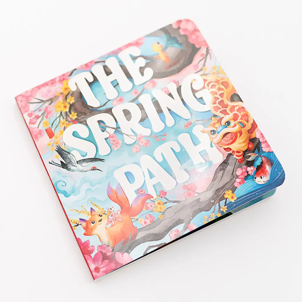 Children's book titled 'The Spring Path' with colorful illustrations on a white background