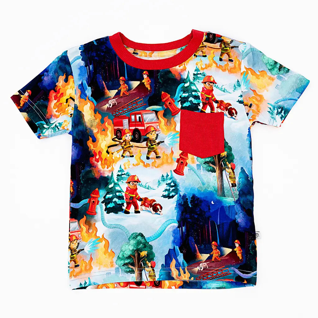 Fire Truck Rescue Pocket Tee