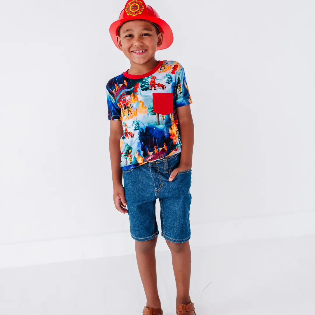 Fire Truck Rescue Pocket Tee