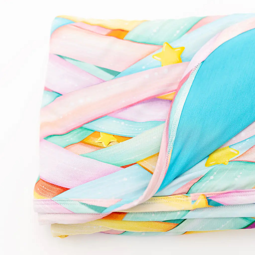 Colorful fabric with star pattern on a white background