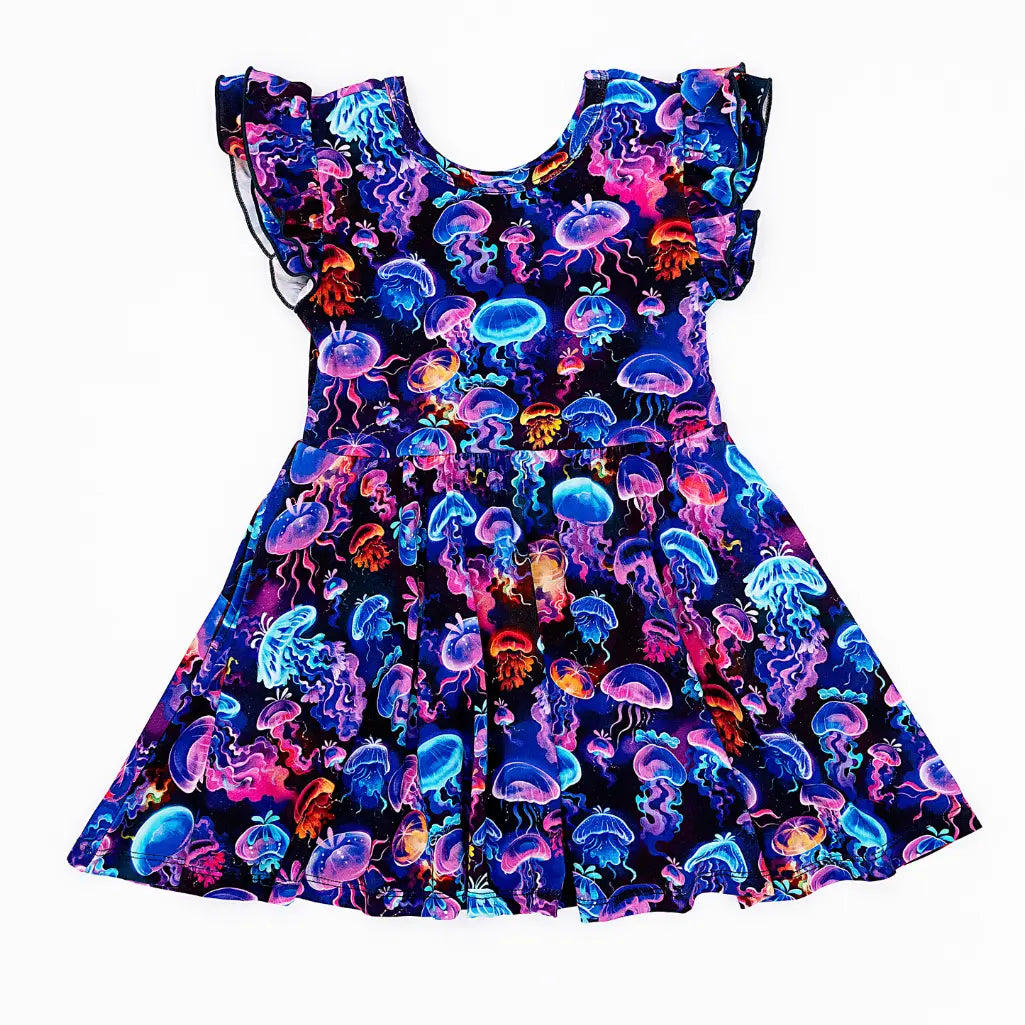 Dress with jellyfish pattern on a white background