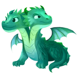 Cartoon two-headed green dragon on a transparent background