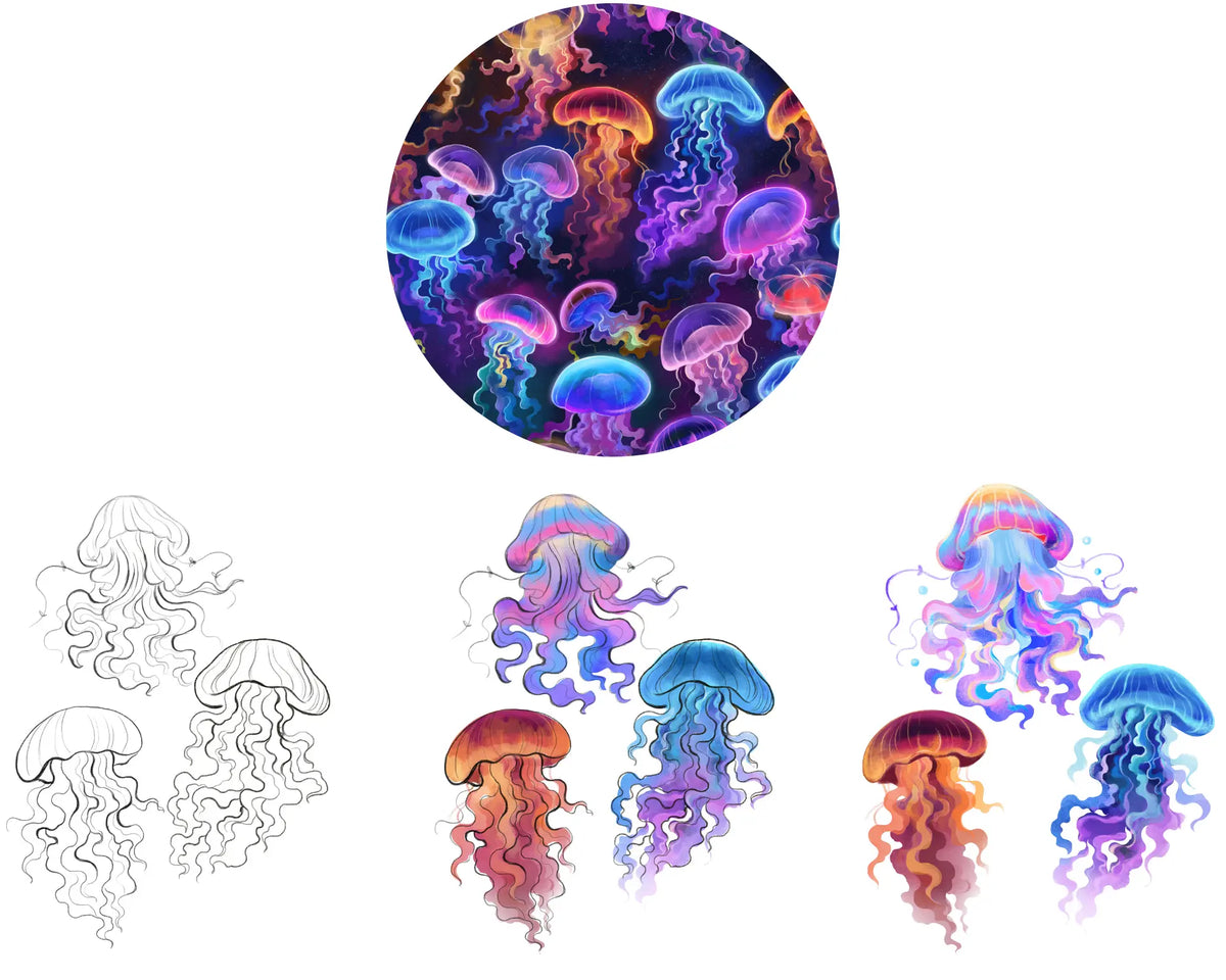 Glowing Jellyfish Flutter Twirl Dress