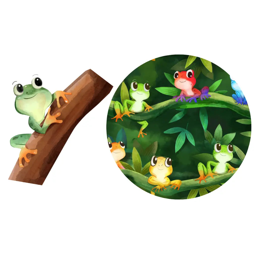 Two illustrations of frogs on a white background